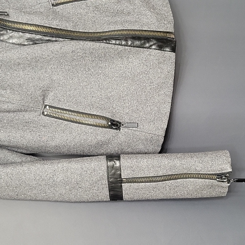 Guess grey and faux leather moto jacket Size Medium - Picture 3 of 15